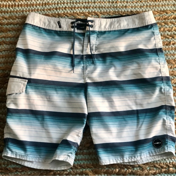 O’Neill Ocean Blue & White Stripe Board Shorts 32” - Picture 3 of 8